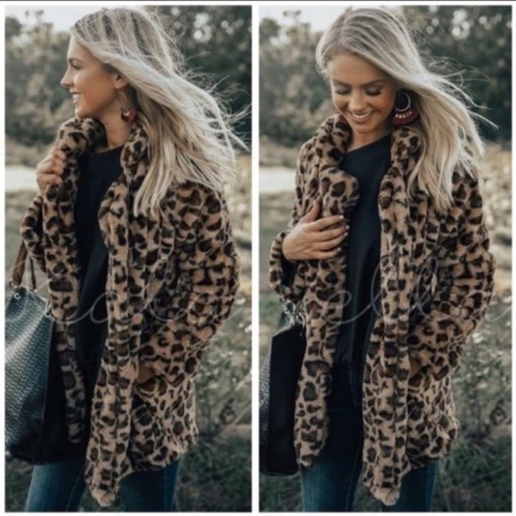 Private Lable Jackets & Blazers - Love Tree Leopard Faux Fur Coats, Sizes S, M, L